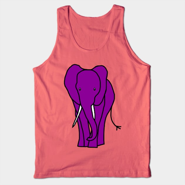 Purple Elephant Minimal Line Drawing Tank Top by ellenhenryart